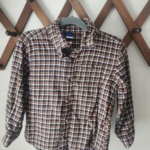 Old Navy Kids Plaid Button Down Shirt - Blue, White, Brown